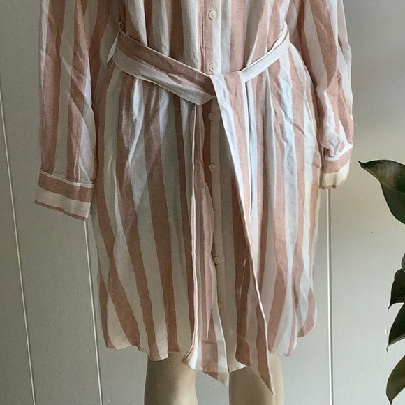 A NEW DAY WOMEN’S BROWN CREAM STRIPE BUTTON DOWN DRESS SIZE MEDIUM - Picture 5 of 9